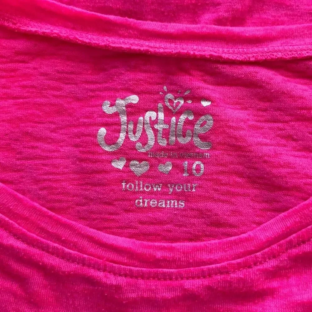 Justice‎ Pink Black Paw print Girls Burnout Shirt Sz 10 Cap Sleeves Sequins EUC